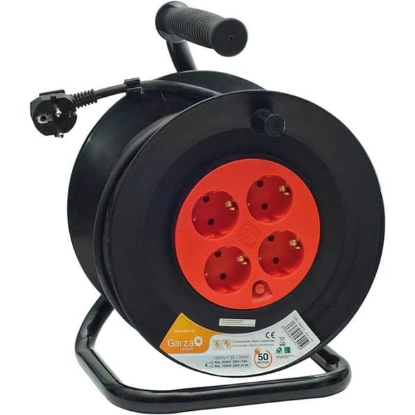 Garza Enrouleur Brico (4 uttag, med handtag, 50 meter x 1,5 mm) - 430021