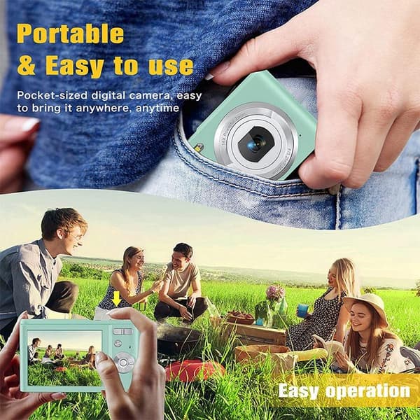 INF Digitalkamera med 48 MP, HD 1080p, 16x zoom, minnekort