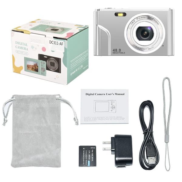 INF Digitalkamera 48 MP, 1080p FHD, 16x zoom, 32GB minneskort