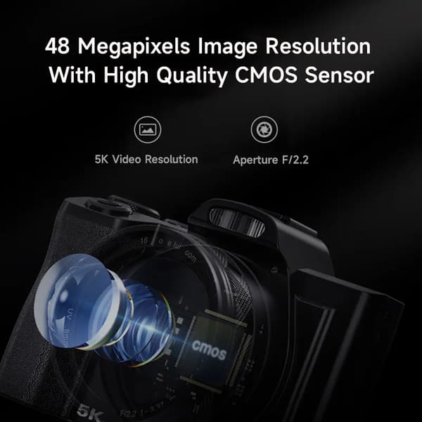 INF Digitalkamera 4K, 48MP, CMOS, 16x zoom, selvudløser