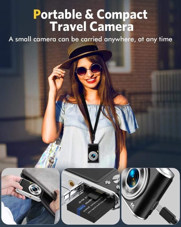INF Digikamera 4K 48MP 16 x zoom webcam 32GB TF-kortilla