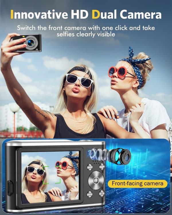 INF Digitalkamera 4K 48MP 16 x zoom webkamera Sort