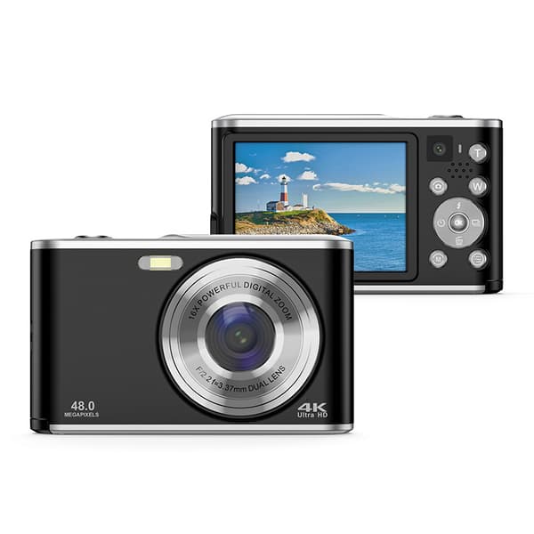 INF Digitalkamera 4K 48MP 16 x zoom webkamera Sort