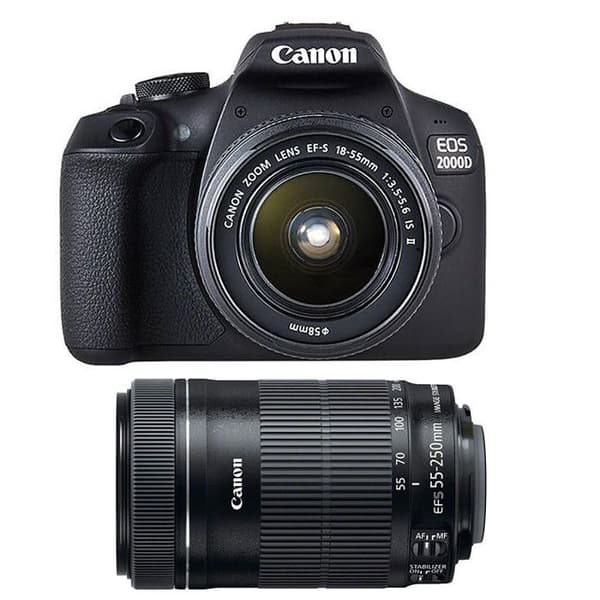 Canon spegelreflexkamera eos 2000d + 18-55 is II + 55-250 is