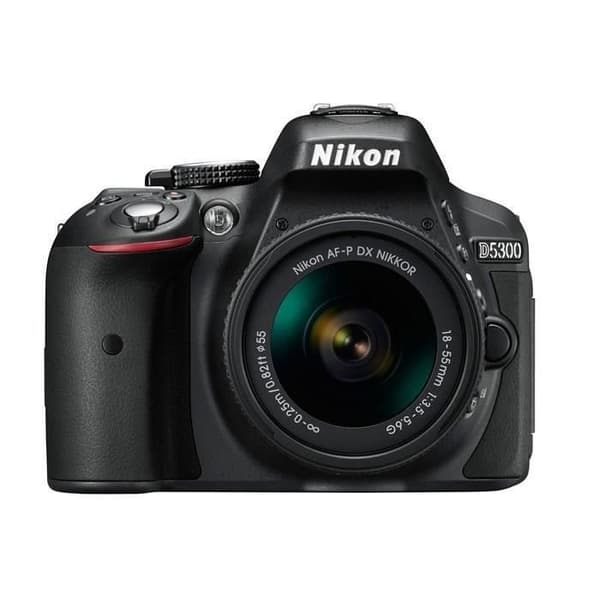 NIKON D5300 SLR-kamera för nybörjare med objektiv - Svart + AF-P 18-55VR