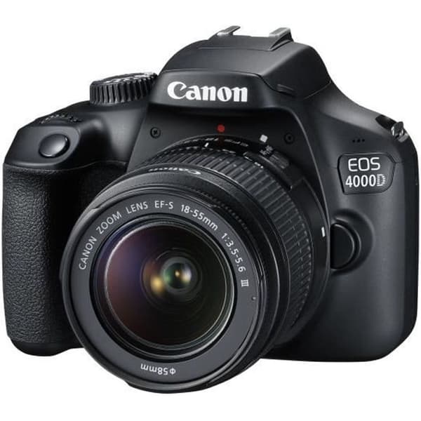Canon EOS 4000D digital reflexkamera 18,0 MP APS-C 1080p - 30 fps 3x optisk zoom EF-S 18-55 mm DC III-objektiv... Svart