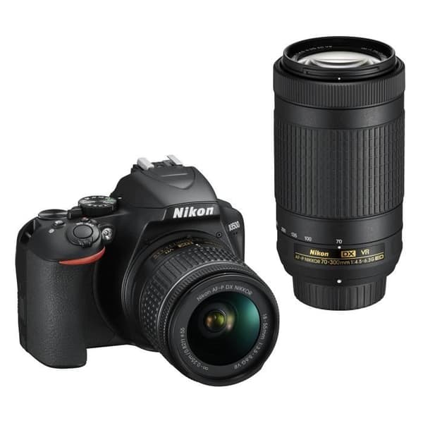 Nikon D3500 AF-P DX 18-55VR+AF-P 70-300VR SLR-kamera - 24,2 Mp CMOS DX - Full HD - Snapbridge - Svart