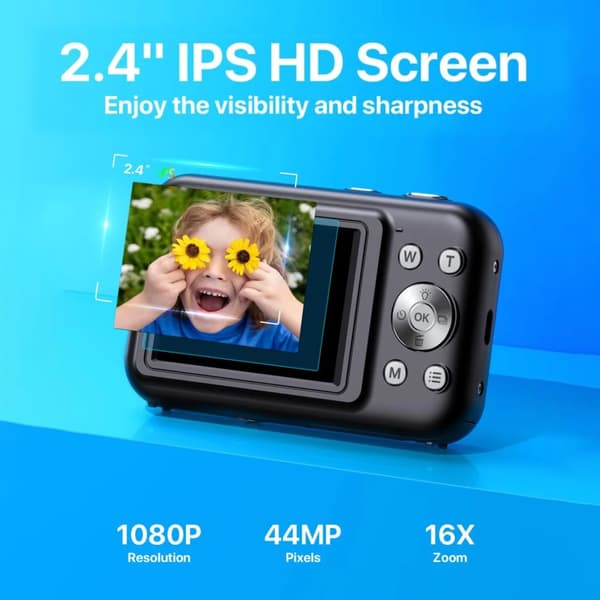 INF Digitalkamera 1080P 44MP 16x zoom 2,4-tommers skjerm