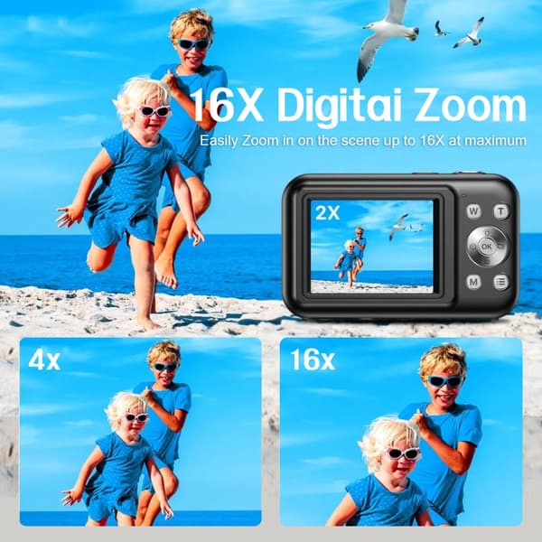 INF Digitalkamera 1080P 44MP 16x zoom 2,4-tommers skjerm