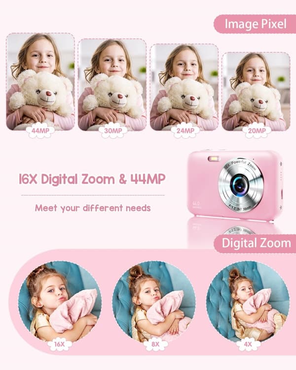 INF Digitalkamera 1080P 44MP 16x zoom 2,4-tommers skjerm