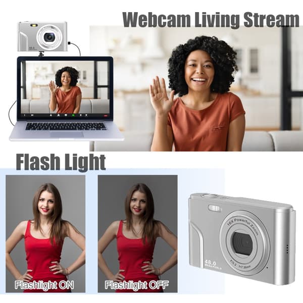 INF Digitalkamera 1080P / 48 megapixel / 16x zoom Sølv