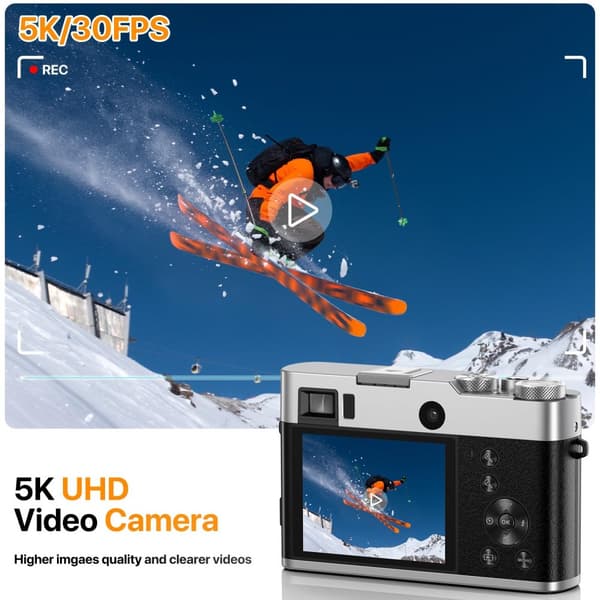 INF 5K digitalkamera, front-bagkameraer/søger/autofokus/anti-shake/32-GB kort Brun