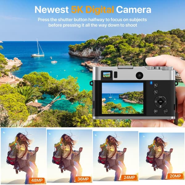 INF 5K digitalkamera, front-bagkameraer/søger/autofokus/anti-shake/32-GB kort Brun