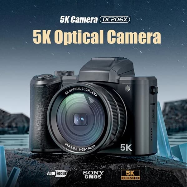 INF Digitalkamera (5k) med doble kameraer foran, autofokus, 32 GB-minnekort