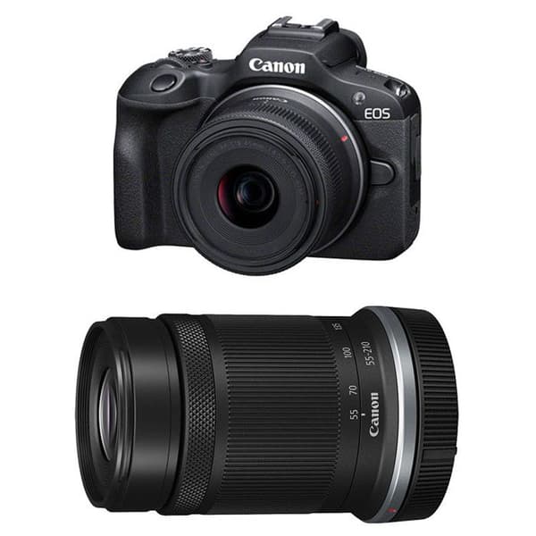 Canon hybridkamera eos r100 + rf-s 18-45mm f/4.5-6.3 is stm + rf-s 55-210mm f/5-7.1 is stm Svart