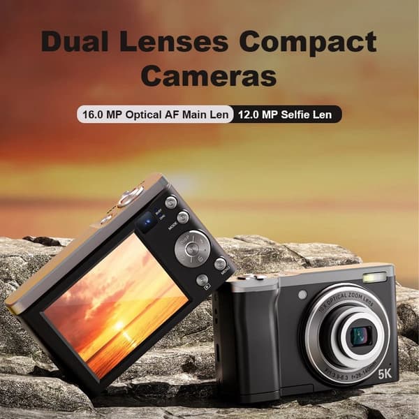 INF 5K digitalkamera med 5X optisk zoom og anti-shake stabilisering