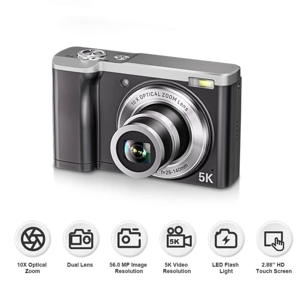 INF 5K digitalkamera med 5X optisk zoom og anti-shake stabilisering
