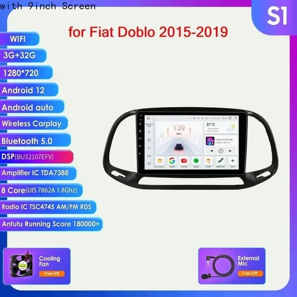 Android Autoradio, AI Audio, Multimedia Videoafspiller, S8 (8Core 8G 128G)