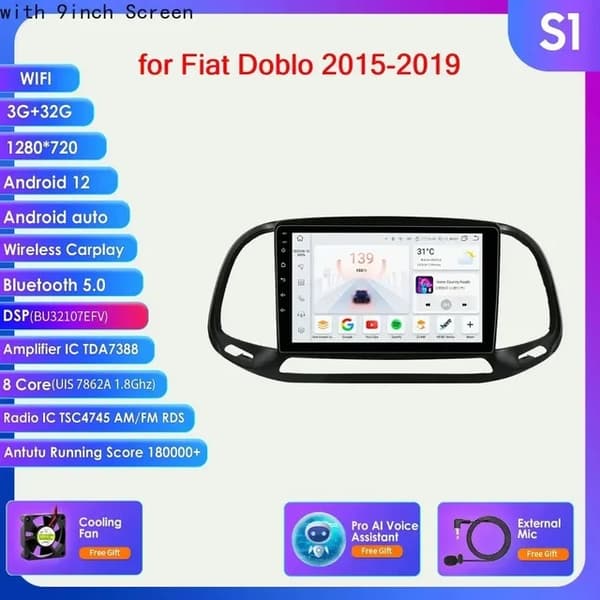 Android Autoradio, AI Audio, Multimedia Videoafspiller, S8 (8Core 8G 128G)