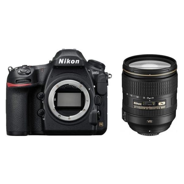 Nikon D850 digital reflexkamera - 45,7 MP Full Frame 4K - AF-S VR 24-120 mm objektiv Svart