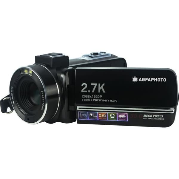 AGFA PHOTO CC2700 svart videokamera - 3,0'' pekskärm - 2,7K - DIS elektronisk stabilisering