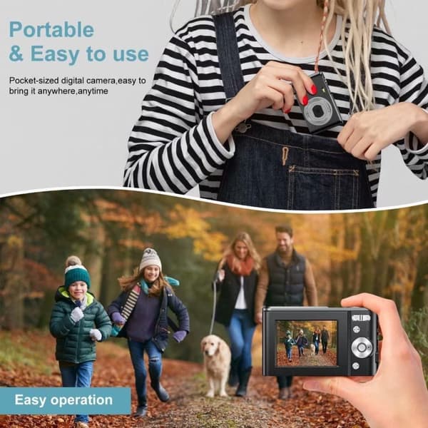 INF Digitalkamera 1080P, 48 megapiksler, 16x zoom Lyse blå