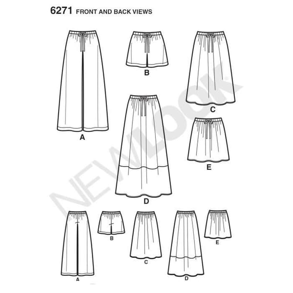 New Look NL6271 Mönster för Sömnad Kjol + Shorts + Byxor 22 x 15 cm - U06271A