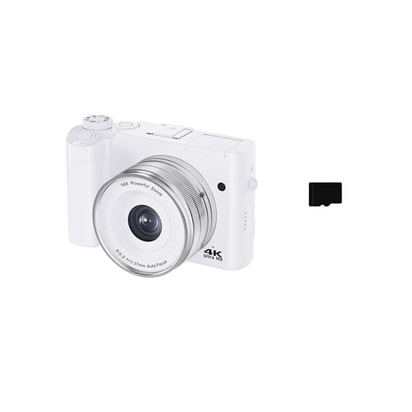 INF DC218T 4K Dual Lens-kamera med 32 GB hukommelseskort (hvid)