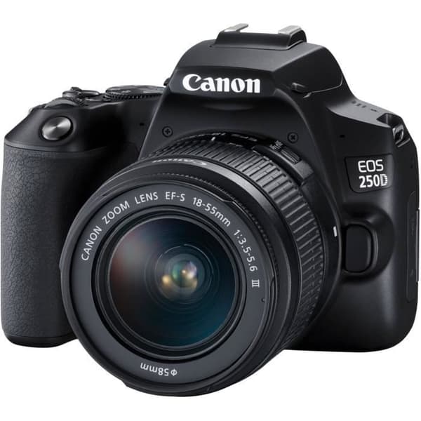 CANON 250D Reflexkamera + 18-55 IS STM-objektiv - Svart - 24,1 megapixlar - 4K - Bluetooth 4.1 Svart