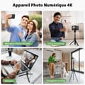 Miniatyrbild 5 av 6: Campark kompakt digitalkamera - 4K HD 64MP kamera, 2,4" LCD uppladdningsbar barnkamera med 16X zoom (svart)