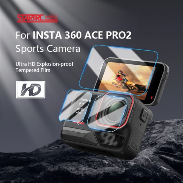 Hærdet skærm- og kamerabeskyttelse til Insta360 Ace Pro 2
