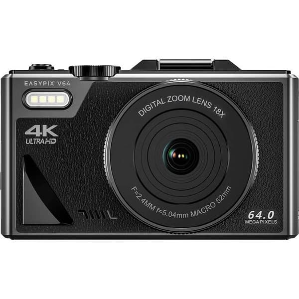 Easypix V64 Flip Digitalkamera 13 Mill. svart pixel inbyggt batteri, WiFi, 4K-video, Full HD-video