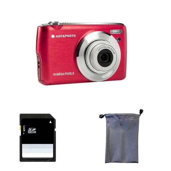 AGFA PHOTO Realishot DC8200 - Compact Cam Digital Camera (18MP, Full HD-video, 2,7-tums LCD-skärm, 8X optisk zoom, batteri Röd