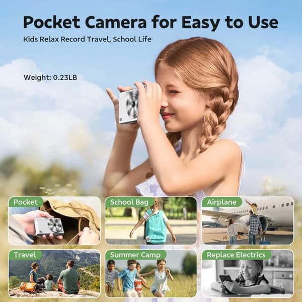 JEEMAK Kompakt Digitalkamera 1080P Videokamera 50MP, 2.8" LCD-skärm, 16X Zoom, Barn- och Ungdomskamera, Vit