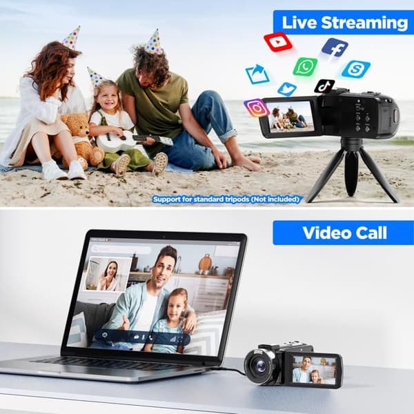 4K 42MP Videokamera Vlogging 18X Digital Zoom 3" Rotationsskärm 270° med 32 GB SD-kort