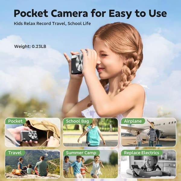 JEEMAK Kompakt Digitalkamera 1080P Videokamera 50MP, 2.8" LCD-skärm, 16X Zoom, Kamera för Barn och Tonåringar, Svart
