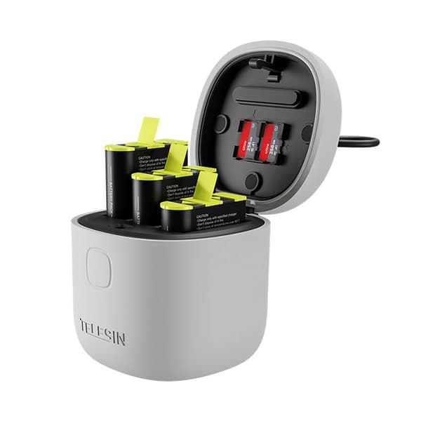 Telesin vandtæt ladestation til 3 batterier til GoPro Hero 9 / Hero 10 + 3 batterier