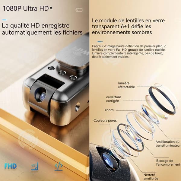 INN Brusreducerande kamera 64G HD 1080P kroppskamera infraröd mörkerseende 180 graders roterande rörelsestabilisering