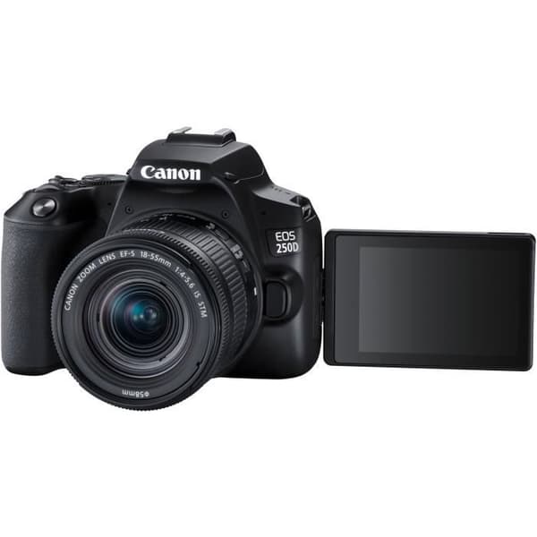 CANON 250D Reflexkamera + 18-55 IS STM-objektiv - Svart - 24,1 megapixlar - 4K - Bluetooth 4.1