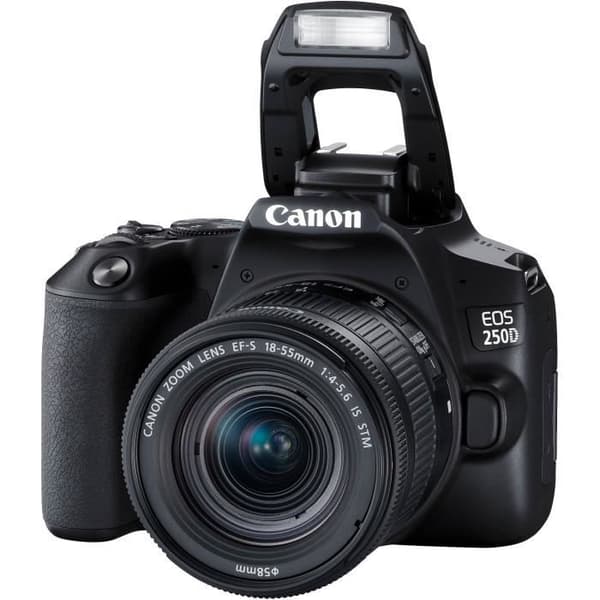 CANON 250D Reflexkamera + 18-55 IS STM-objektiv - Svart - 24,1 megapixlar - 4K - Bluetooth 4.1