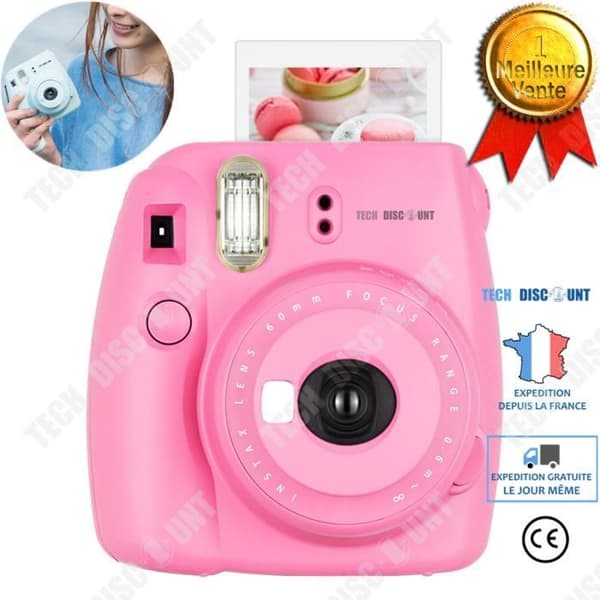 TD® Mini-rosa kamera blixt omedelbar fotokamera tjejkamera, gammaldags kamera i vintagestil