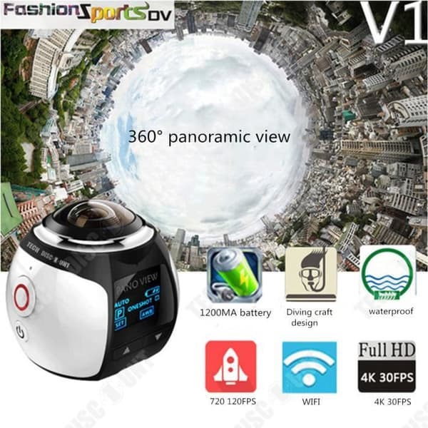 TD® vattentät vattentät kamera bärbar sportkamera panorama 360 rörelse dykning sport action video skidåkning