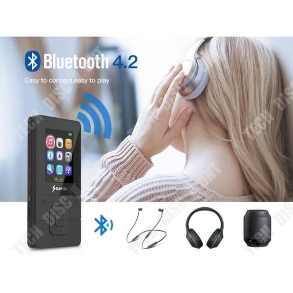 TD® 16 GB Bluetooth MP3 digital musikspelare med 50 timmars MP3-speltid, upp till 64 GB, HiFi, ljudbok och MP3-radio