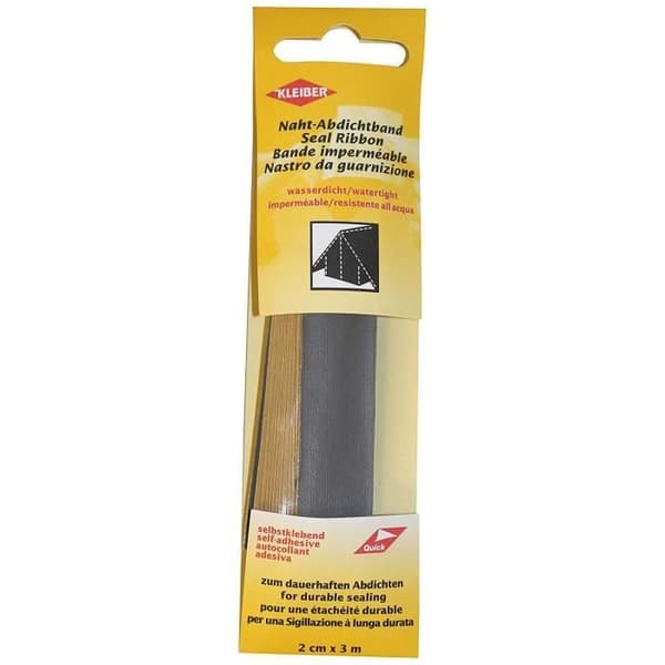 Kleiber 3 m x 2 cm Vattentåligt självhäftande material för att reparera sömmar på tält, kappor, paraplyer, osv, Mörkgrå - 432-28