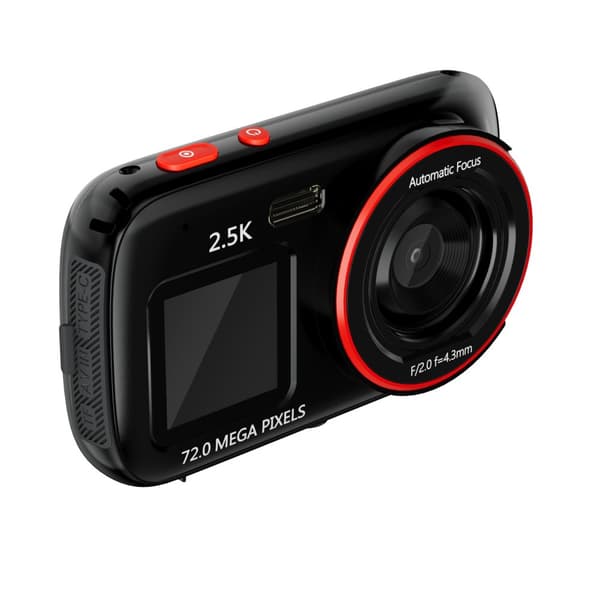 INF Elegant digitalkamera - dobbel skjerm, 72 MP, 1080p Sort