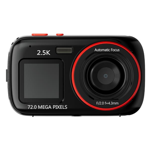 INF Elegant digitalkamera - dobbel skjerm, 72 MP, 1080p Sort