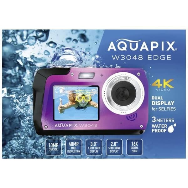 Easypix Aquapix W3048-I Edge Lila Digitalkamera 48 Mill. lila pixel dränkbar kamera, frontskärm