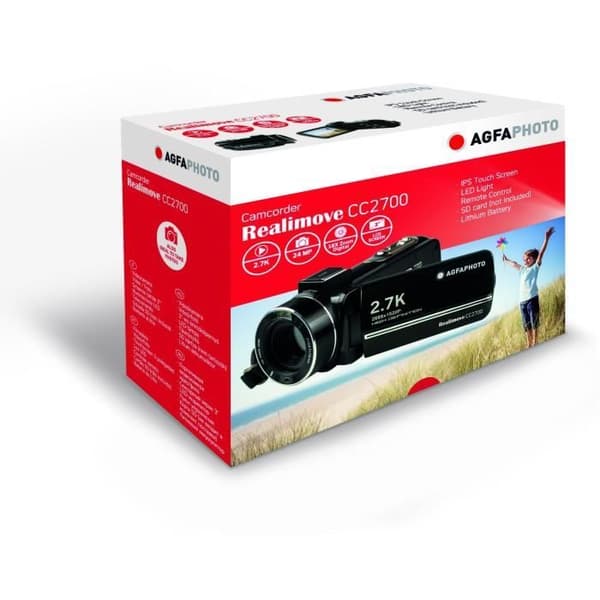 AGFA PHOTO CC2700 svart videokamera - 3,0'' pekskärm - 2,7K - DIS elektronisk stabilisering