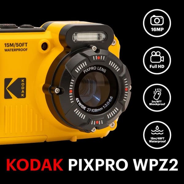 Kompakt vattentät och stötsäker digitalkamera KODAK Pixpro WPZ2 Gul 16MPixel