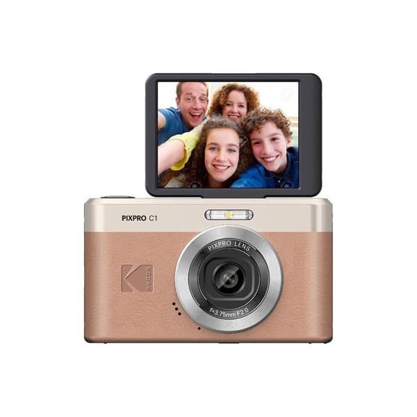 Kodak Pixpro C1 – Ultra-kompakt Digitalkamera, 13MP, 4X Zoom, 2.8" LCD-skärm, LED-blixt, Inbyggt batteri – Beige